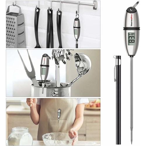 ThermoPro Digital Cooking Thermometer, High-Precision, Stainless Steel, for Oil, Meat, Milk, Tempura, Coffee, Fried Foods, Tea, Bread, BBQ, and More (