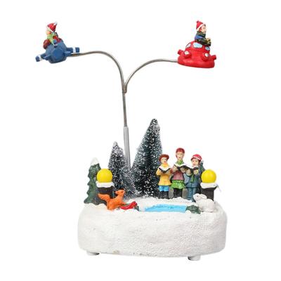 Christmas Ornament LED Luminous Rotating Music Box Christmas Resin Craft Christmas Light Music Box