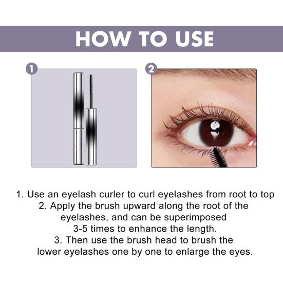 3D Waterproof Curling Mascara Long Lasting No Flaking Smudge-Proof Washable Brush Head Thick Lashes Mascara