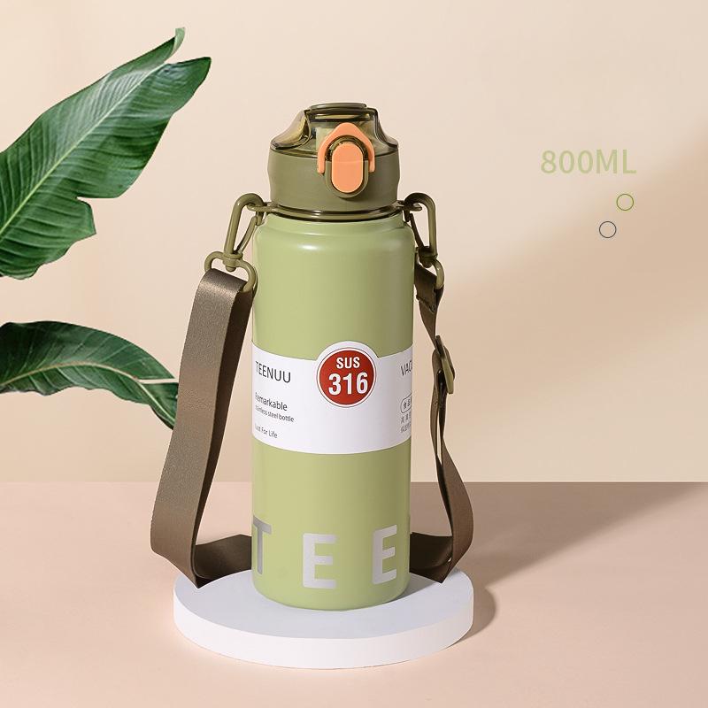 Vacuum Cup Student Only Water Cup 316 Stainless Steel Roomy Mens and Womens Messenger Lightweight Straw Active Kettle