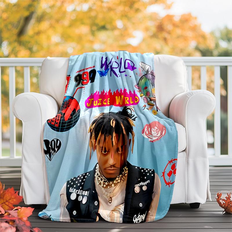 Juice WRLD printed throw blanket—soft,warm;versatile blanket for all seasons—perfect as &air-conditioning throw,nap blanket