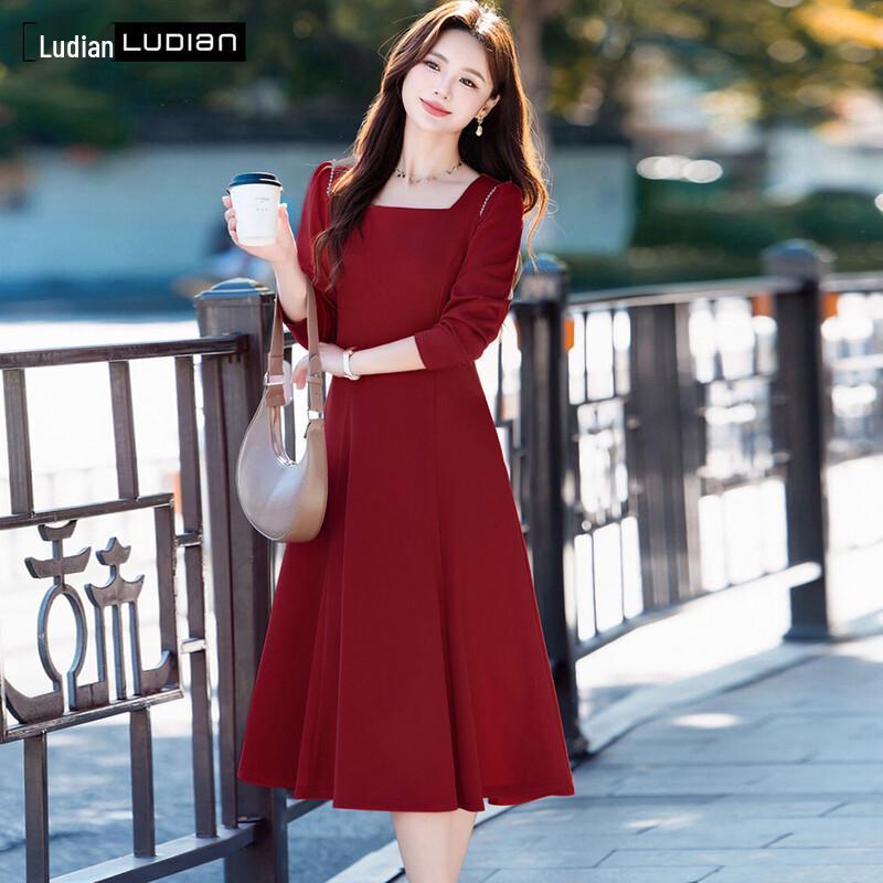 Women's Hepburn Style Square Neck A-Line Midi Dress