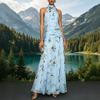 Europäisches und amerikanisches, französisches Halsblumenkleid, farbenfrohes Chiffon-Faltenbund ärmelloses schulterfreies Feenkleid