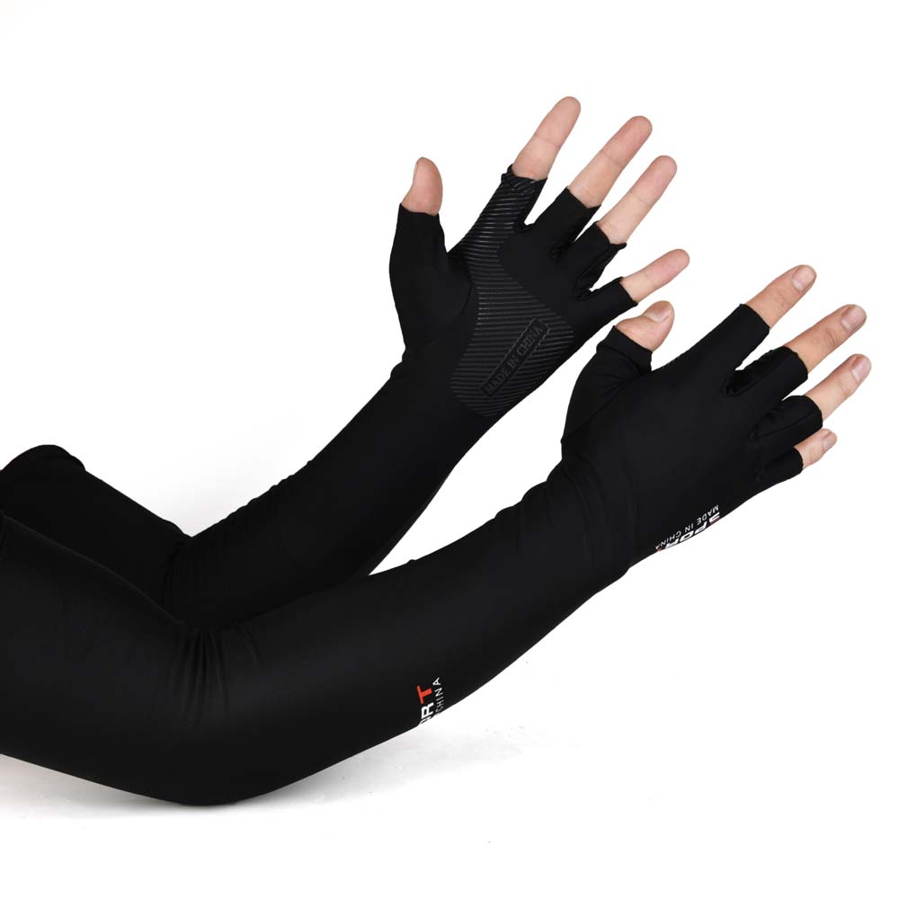 

Thin Summer Long Arm Covers Two Fingers with Exposed Anti-UV Arm Sleeves Sports Style 2