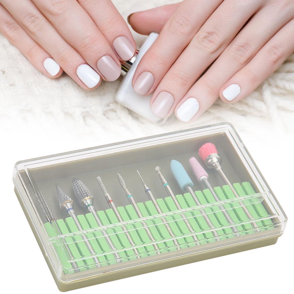 10pcs Electric Nail Drill Bits Kit Manicure Pedicure Nail Polishing Machine Spare Parts Accessory