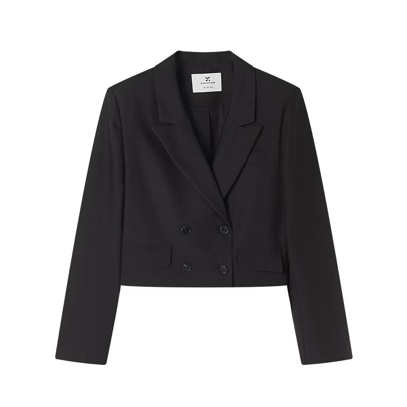 Xiangying Women s Commuter Double-Breasted Short Blazer L