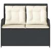 Vidaxl Folding Garden Bench With Cushions, Black, Poly Rattan
