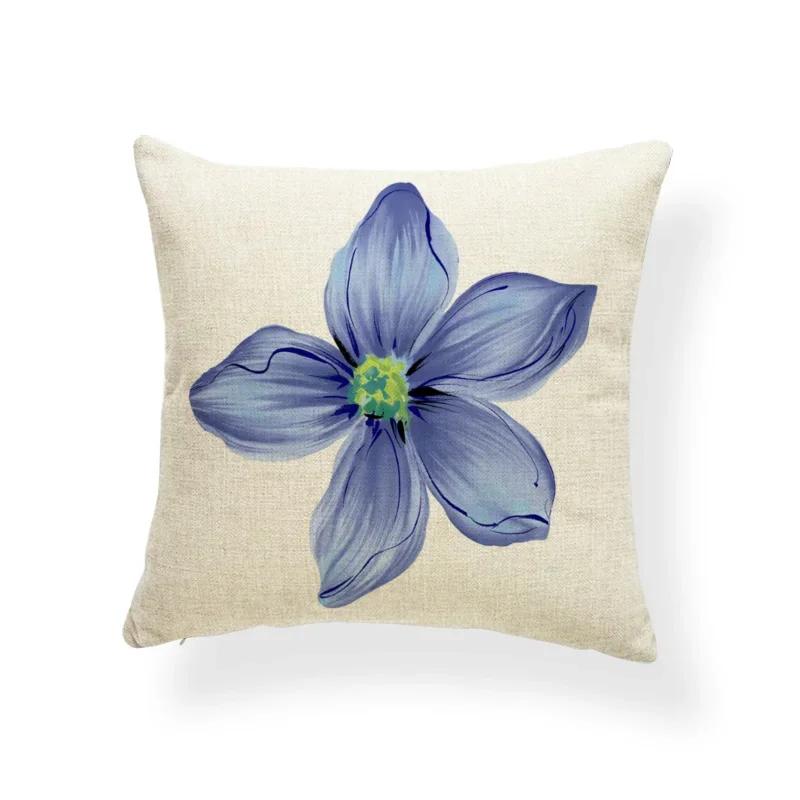 Schönes Pflanzenkissen-Set Blume Rose Orchidee Narzisse Wohnzimmer Schlafzimmer Dekoration Kissenbezug Leinen-Kissenbezug 45x45cm