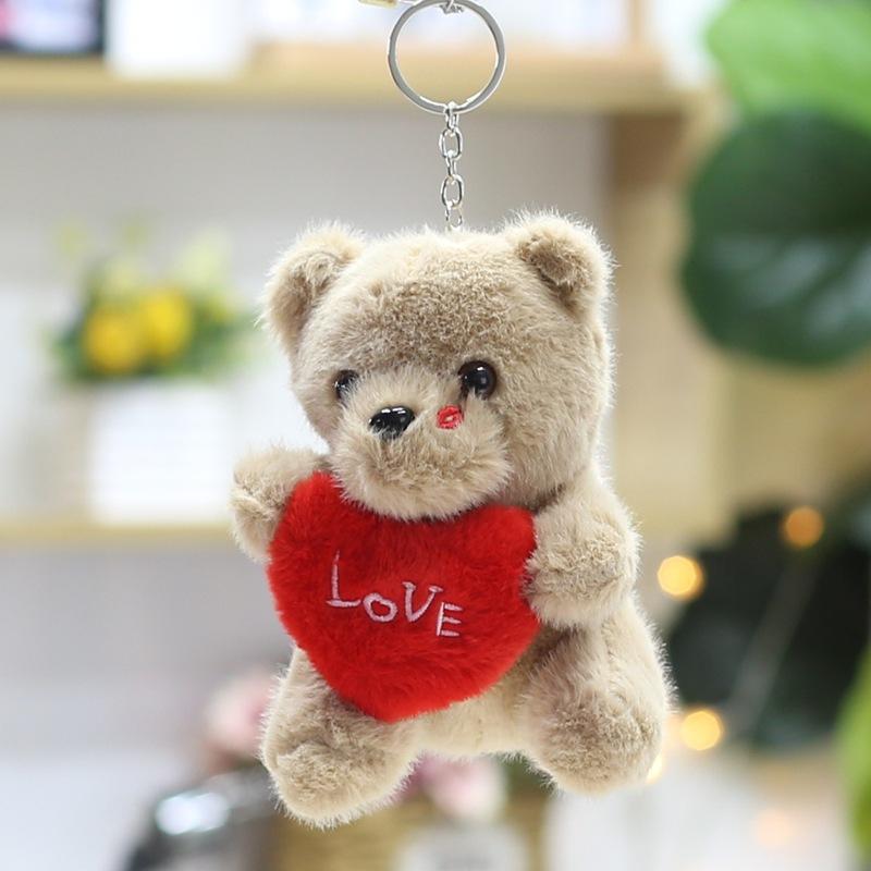 Flower Bear Pendant Cute Ribbon Bear Plush Toy Doll Bag Hanging Doll Keychain Doll