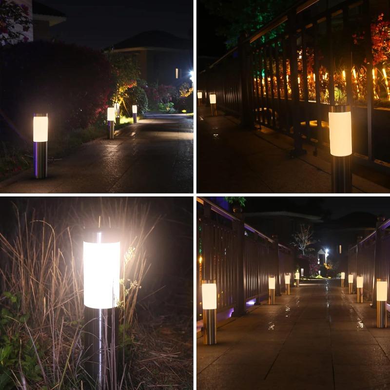 Solar Light White Solar Light Stainless Steel Waterproof LED Outdoor Garden Light Suitable for Courtyard Lawn and Trail