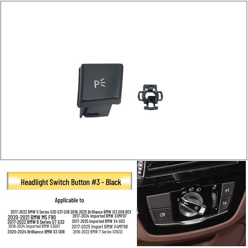 BMW 5 & 6 Series GT Headlight Switch Panel & Knob Cover for 525i G30