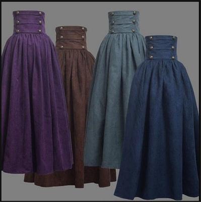Women Victorian Maxi Skirt Vintage High Waist Dress Renaissance Costumes A Lined Skirt
