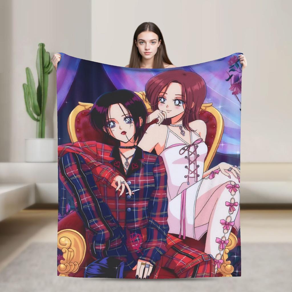 Warm Blanket Travel Nana Osaki Manga Panel collage Throw Blanket  Flannel Bedspread For Couch Chair Fluffy Sofa Bed Cover