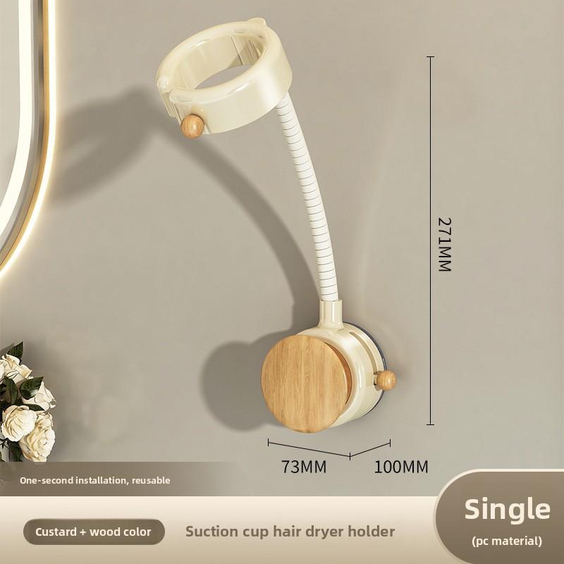 Saugnapf Föhnständer, Freihändige Nutzung für Faule, Hängegestell für Föhn, Badezimmer Föhnständer, Bohrloses Aufbewahrungsregal