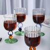 Nordic Light Luxury High-Borosilicate Sapphire Glass Goblet Coffee Cup with Vertical Pattern for Couples Home Ring Wine Glasses