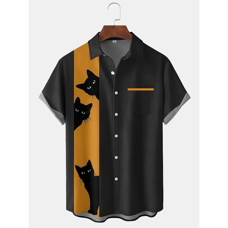 Summer New Style Men's Shirt - Street Casual Fashion Comfortable Soft Breathable Lightweight 3D Cat Pattern Print