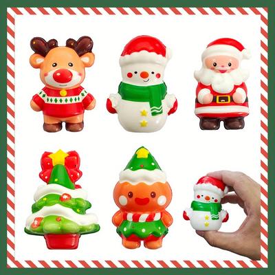 8 Stück Weihnachten Squishy Anti-Stress-Abbau-Spielzeugpuppe Weihnachtsmann Rentier Weihnachtsgeschenk Langsamer Rückprall Antistress Knetgeschenke