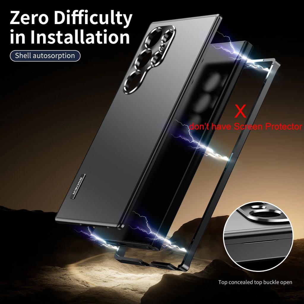 Magnetic Close Aluminum Frame Plastic Back Metal Case For Samsung Galaxy S25 Ultra S24 Ultra S23 S22 S21 Strong Drop Proof Cover