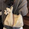 Korean Texture Women's Tote Bag 2026 Large Capacity Cute Pendant One-shoulder Crossbody Bag Casual Underarm Bag