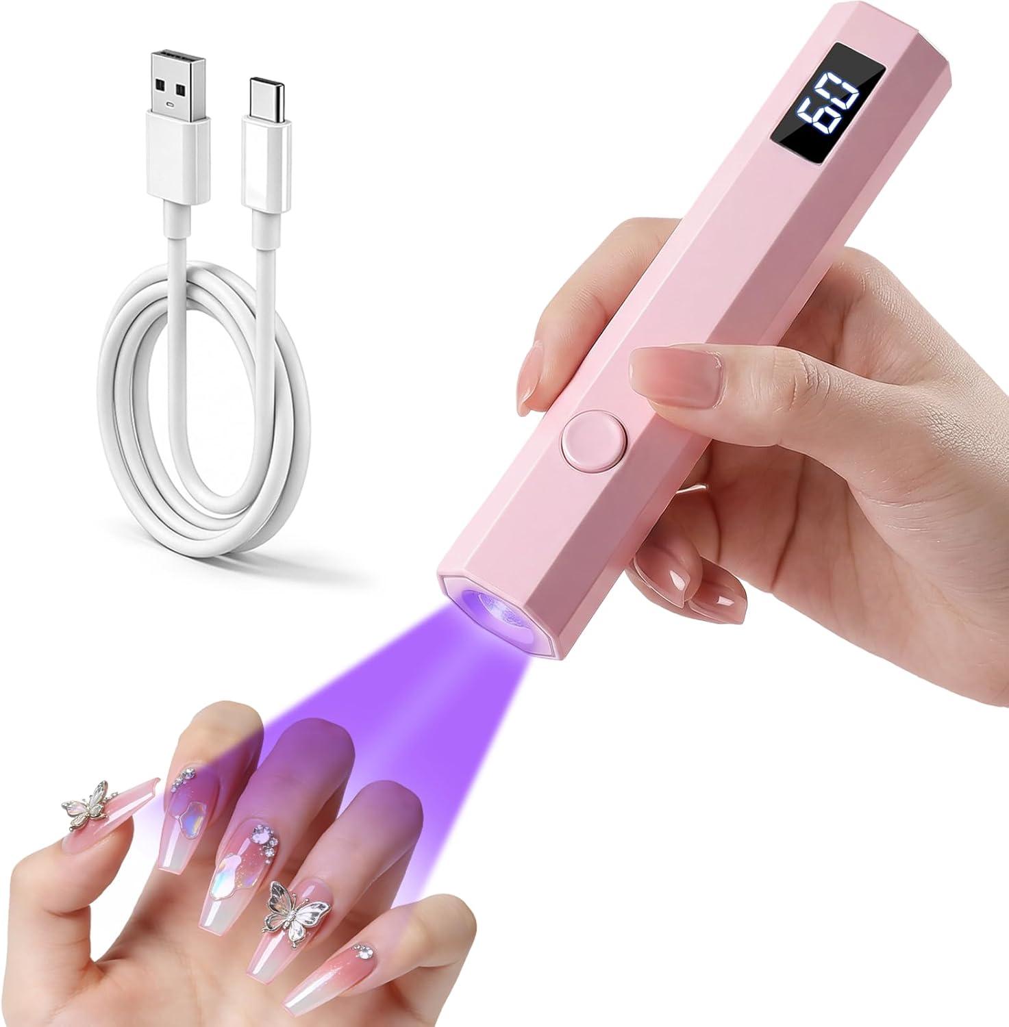 Handheld Nail Lamp Portable Rechargeable LED Nail Art Curing Light Manicure Tool Kit Professional Salon Pink White Holder Clip розовый