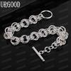 925 Sterling Silver Multi Ring Chain OT Buckle Bracelet Fashion Wedding Jewelry