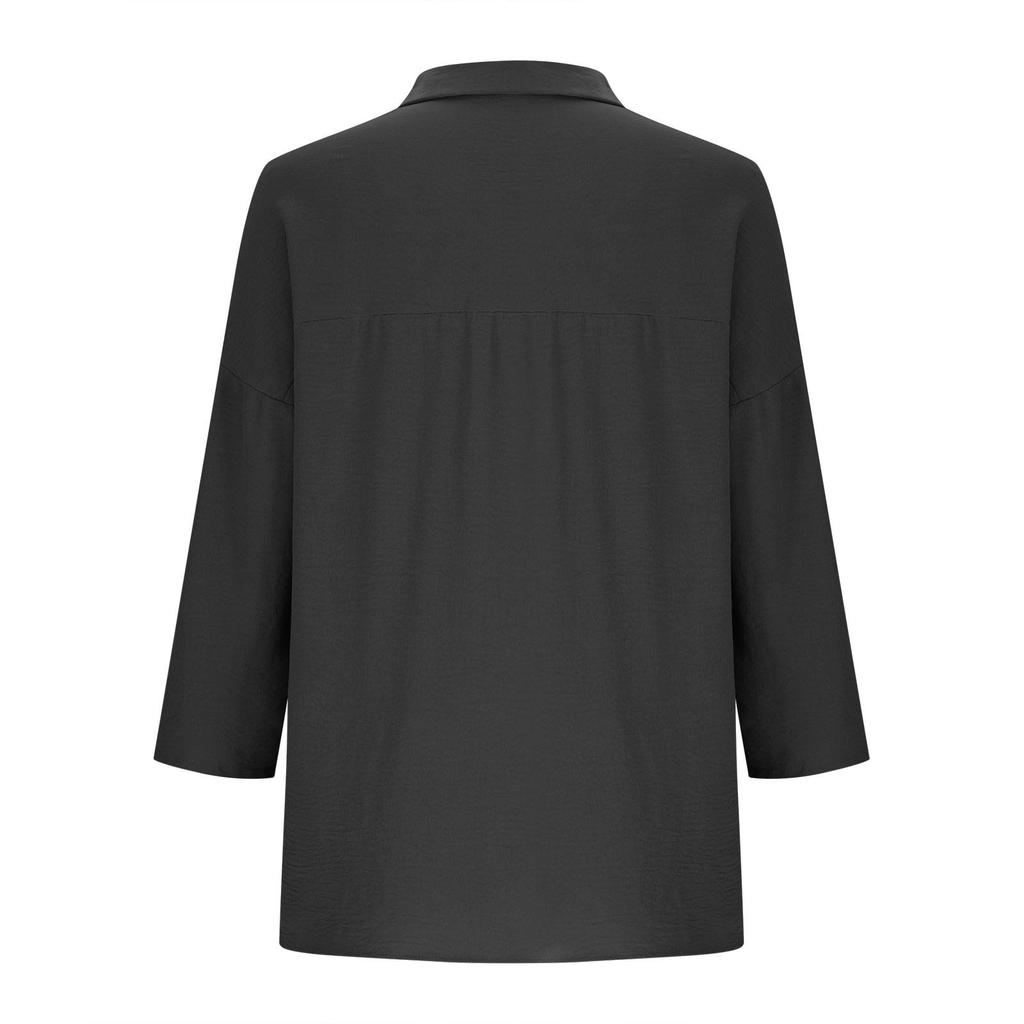 Long Sleeve Linen Shirts For Women Button Down Loose Solid Color Blouse Lightweight Casual Lapel Tunic Tops