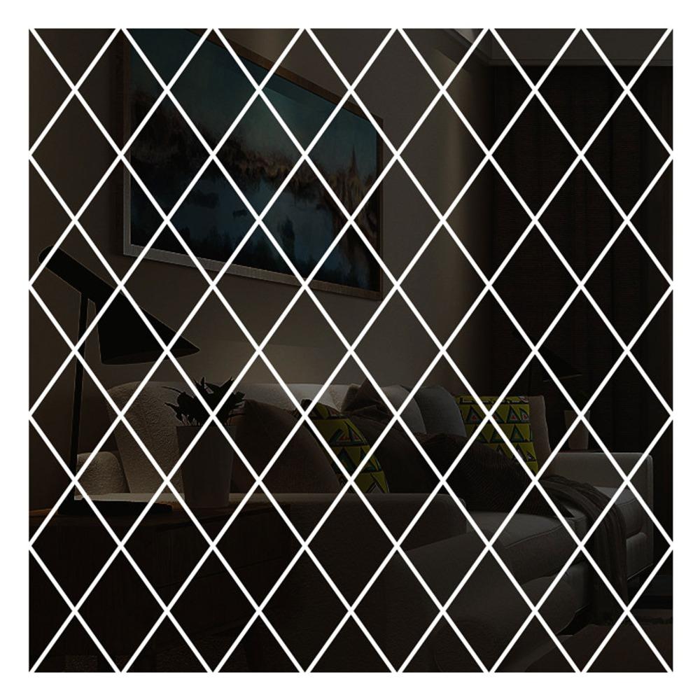 Acrylic Rhombic Mirror Wall Sticker Black Self Adhesive Mirror Tile Home Wall