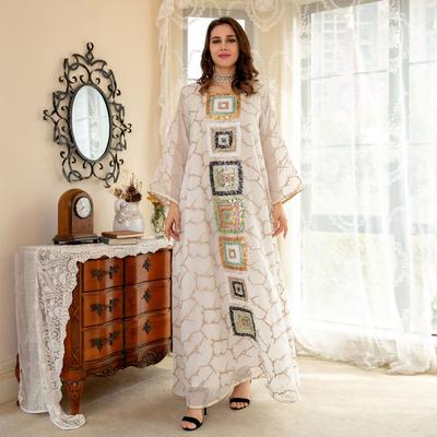 Vestido Solto Árabe Dubai Bordado para Mulheres Muçulmanas Robe de Eid