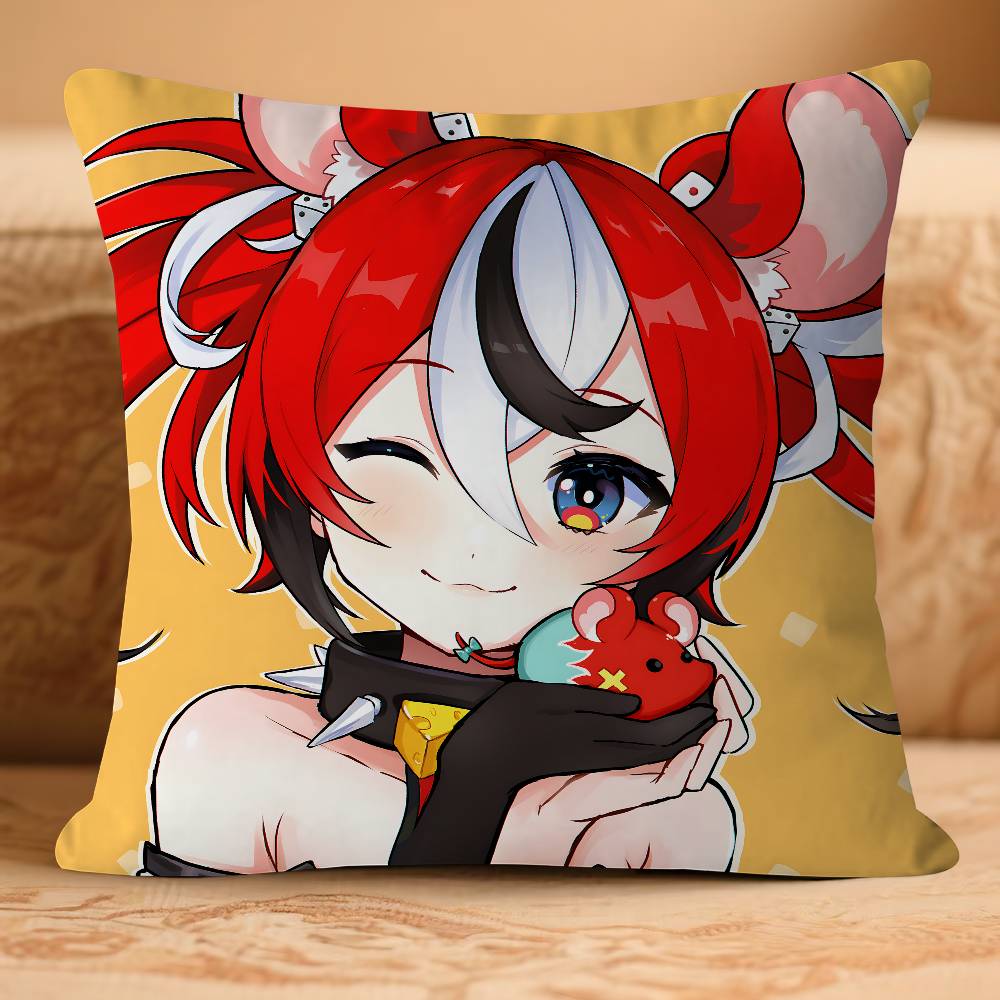 Anime H-Hakos B-Baelz-HololiveS Pillow Case Removable Washable Cushion Cover – All-Season Soft Linen