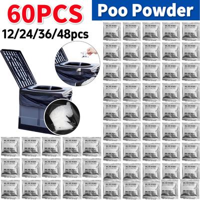 60Pcs Portable Toilet Powder for Portable Camping Toilet Liquid Waste Gelling Deodorizing Powder Poo Gel for Outdoor Emergency