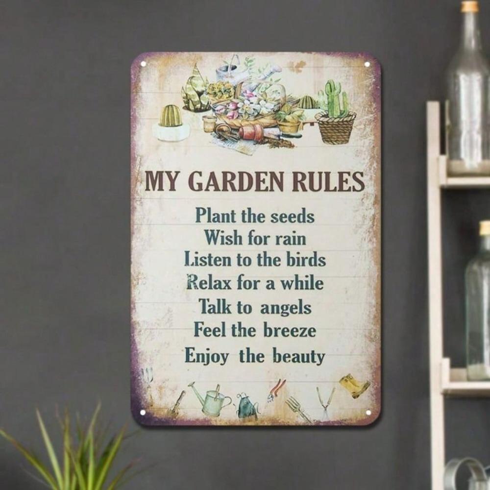 Metal Wall Art Vintage Garden Rules Farmhouse Decor