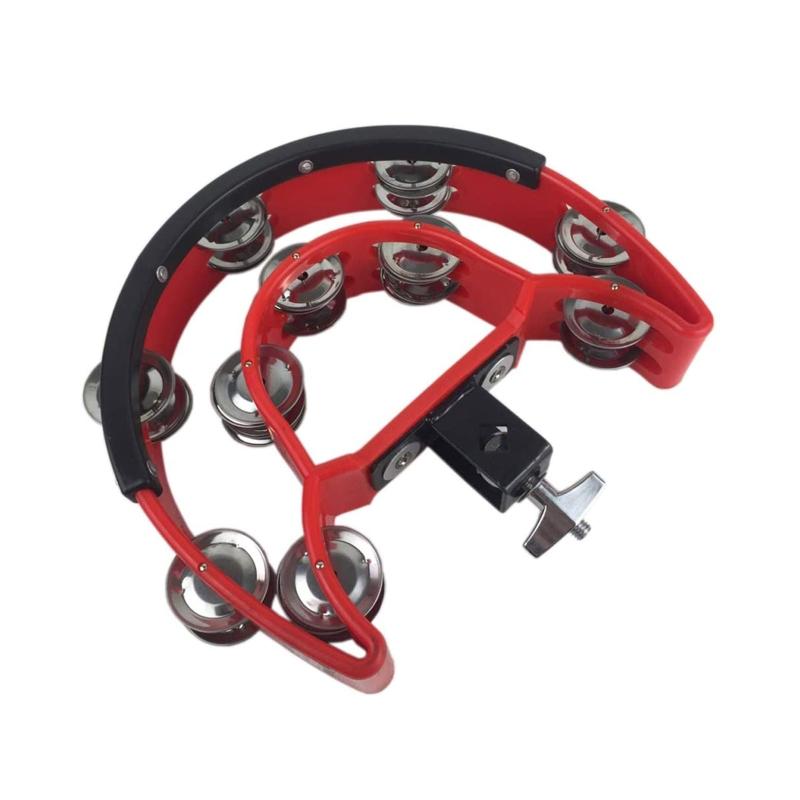Drum Set Half Moon Tambourine with Mounting Eye Bolt Hi-Hat Tambourine with Double Row Jingle Easy Installation