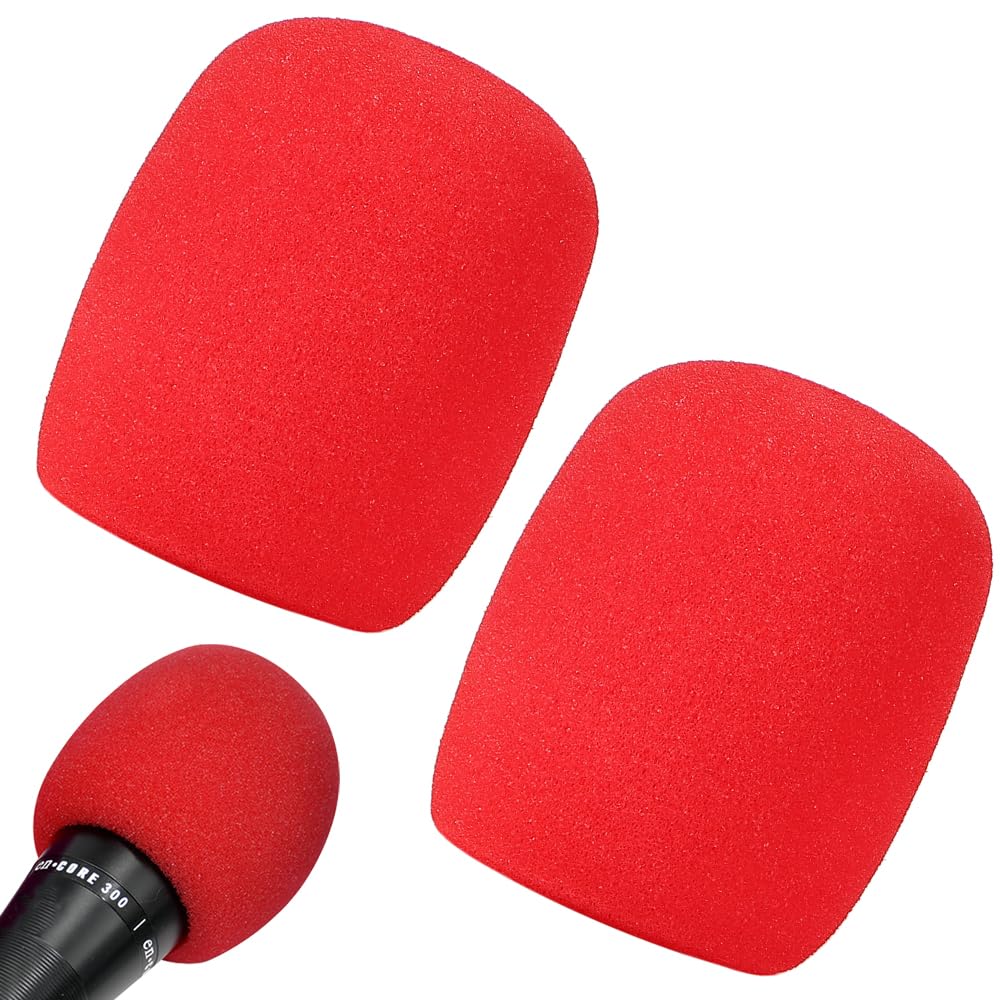 

AllBright Microphone Covers, Thick Sponge, Washable, High-Density, Noise-Blocking, Splash-Proof, Set of 10 (Red)