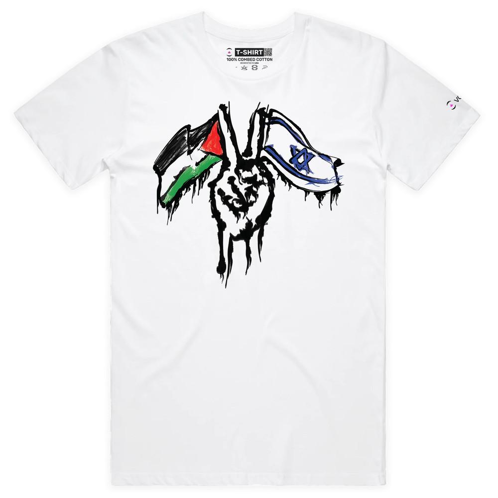 VOICEART Israel and Palestine Peace Symbol of Flags T-Shirt with Premium Graphic 4XL