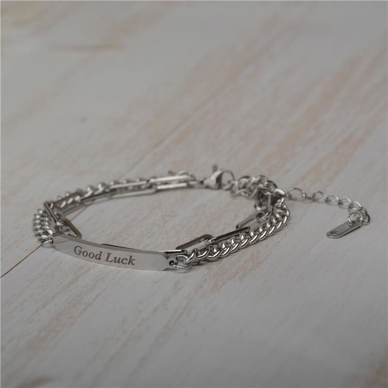 Japan and South Korea ins double-layer titanium steel non-fading bracelet women's personality hip-hop versatile splicing chain high-end trendy jewelry