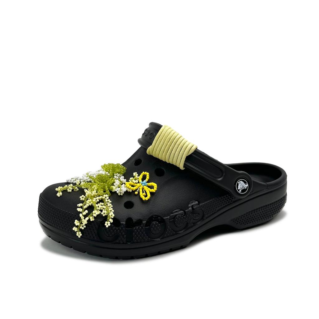 Crocs Baya EVA Fresh and Romantic Sweet Dopamine Butterfly Flower Fashion and Leisure College Hole Shoes Women Black