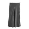 New European & American Style Satin Midi Skirt 8632845