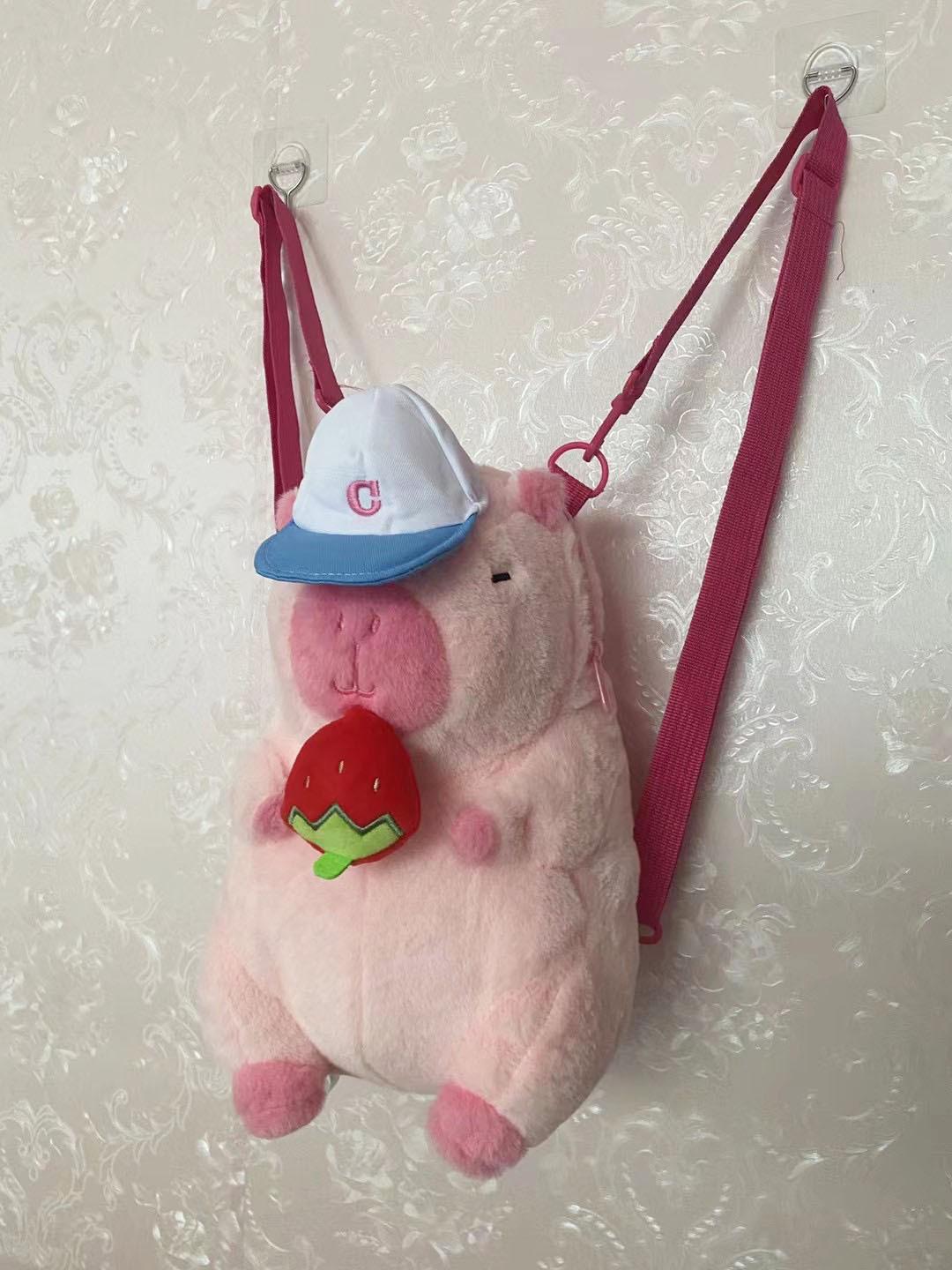 Capybara Pluche Rugzak Kawaii Mode Pluche Pop Bont Tas Kinder Rugzak Schoudertas Mini Rugzak Tassen Cadeaus Voor Vriendin 31cm-40cm