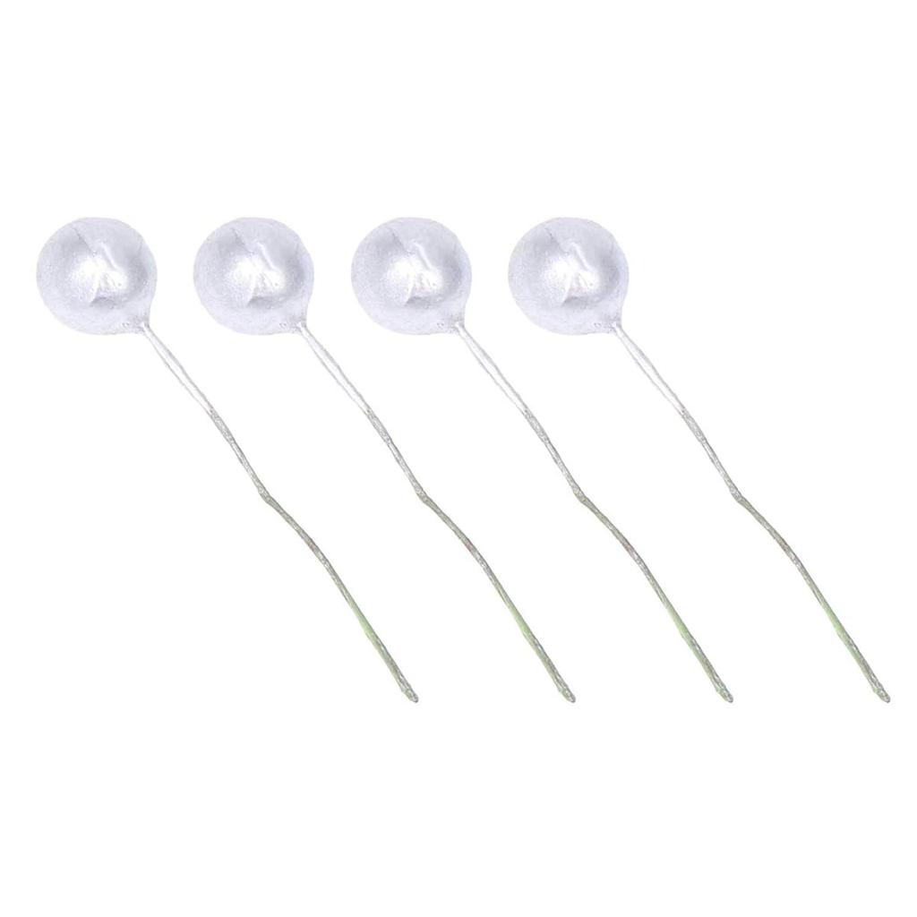 Artificial Holly Berries, 10 mm Fake Berries Decor on Wire for Christmas Tree Decorations Flower Wreath DIY Craft Use (Pack of 50, Silver)