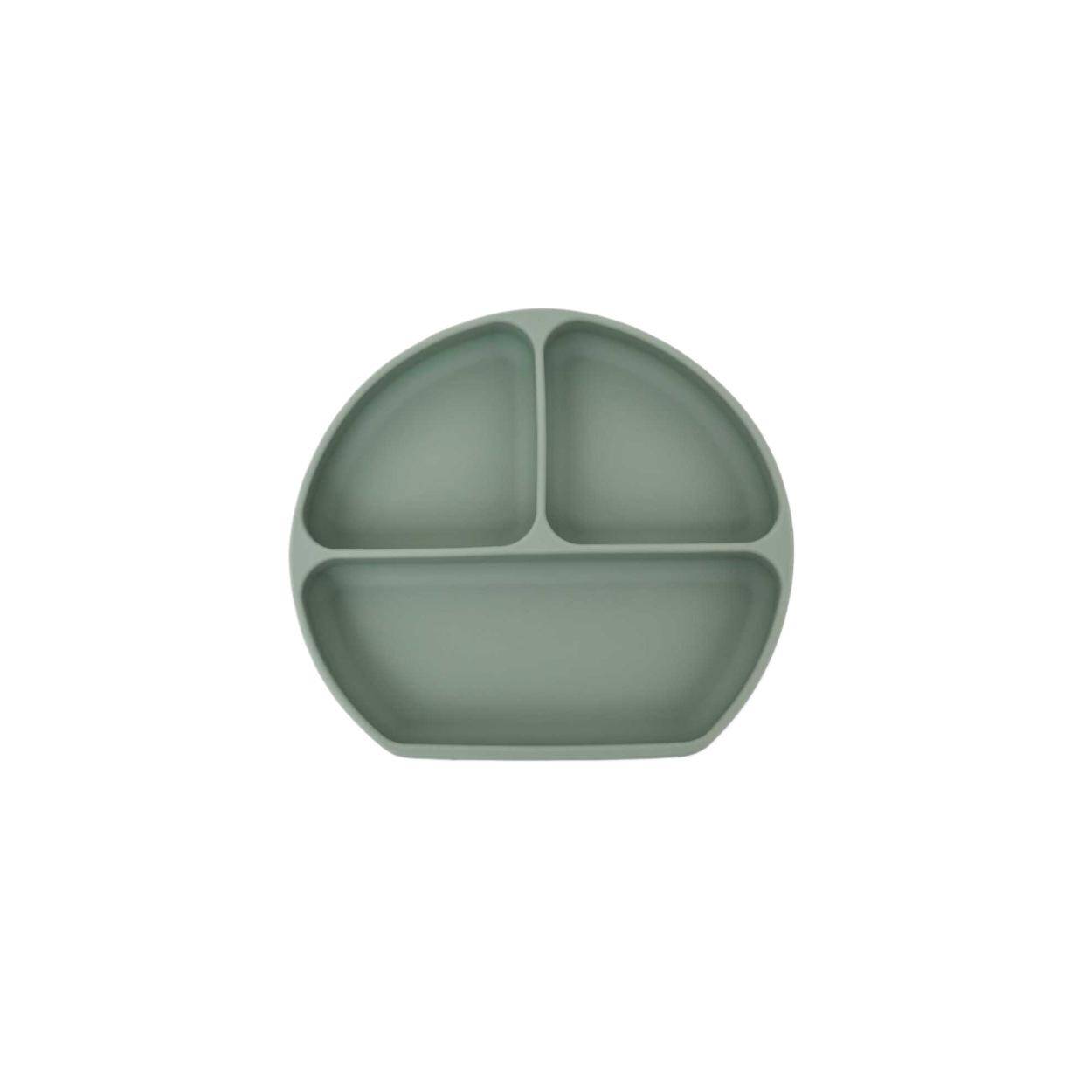Semi-Circular Silicone Suction Baby Plate - Food-Grade, Compartmented Tableware for Kids