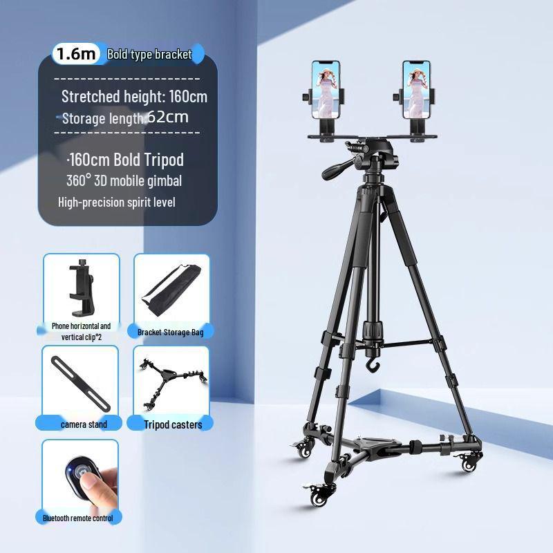 Professional Mobile Phone & DSLR Tripod with Pulley and Universal Ball Head for Live Streaming
