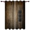Średniowieczne Drewniane Okna Ścienne Stare Brązowe Zasłony Budynkowe do Pokoju Dziecka Salon Draperie Kuchenna Zasłona Okienna Dekoracja Domu
