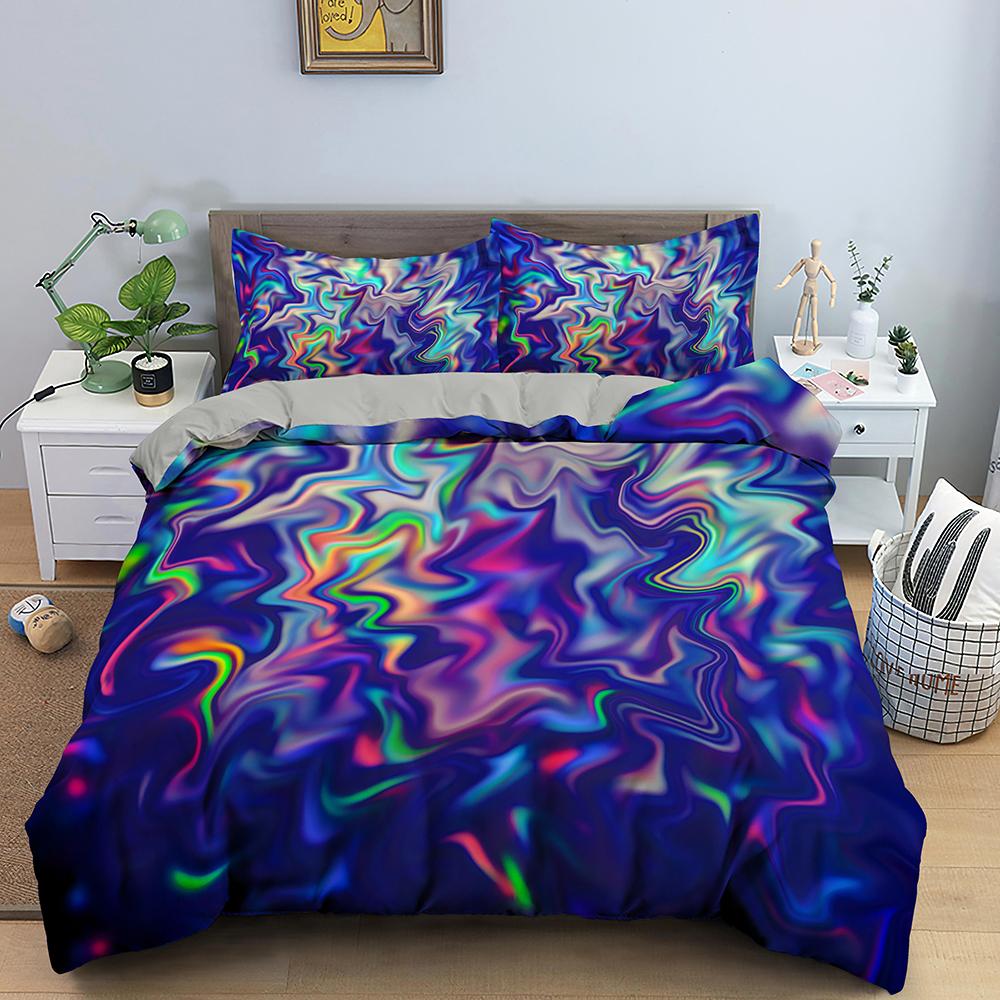 Abstract Duvet Cover Set King Microfiber Blue Psychedelic Bedding Set 2/3 Pcs Queen Size Warped Space Theme Twin Comforter Cover