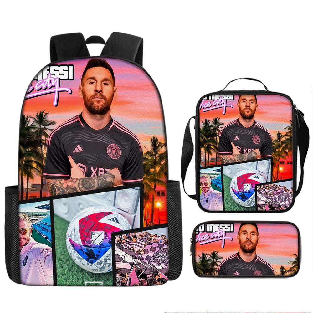 Football Schoolbag Three-Piece Backpack Pencil Bag Satchel Package Primary And Secondary School Students Schoolbag
