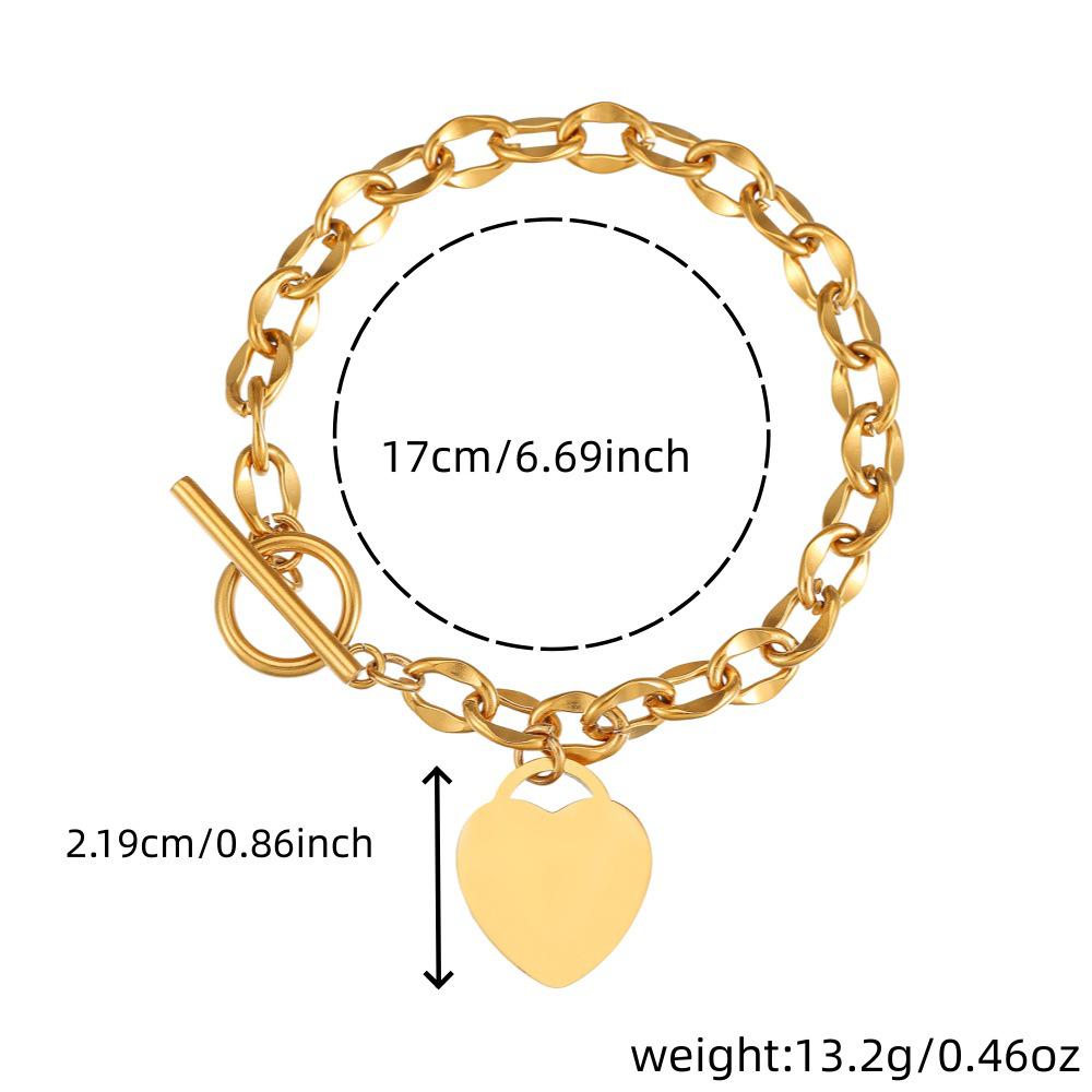 Customized Stainless Steel Heart Bracelet - European and American Style Festival Gift