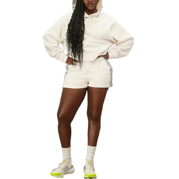 adidas Originals X Ivy Park Einfarbiger Cropped Pullover Langarm Kapuzenpullover Damen Hoodies Weiß HY2649