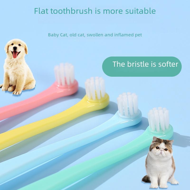 Round Head Pet Toothbrush with Soft Bristles for Cats and Dogs