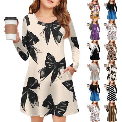 Girls' Long Sleeve Dress - Color Pocket Dress