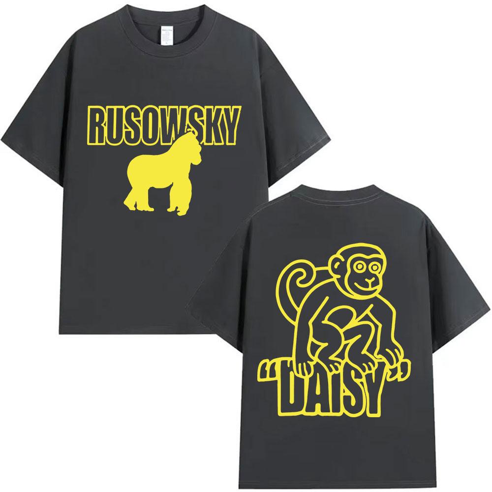 Rapper Rusowsky Daisy Tour 2025 Print T Shirt Mens High Quality Vintage Fashion Tshirts Y2k Unisex Harajuku Clothing Tshirt