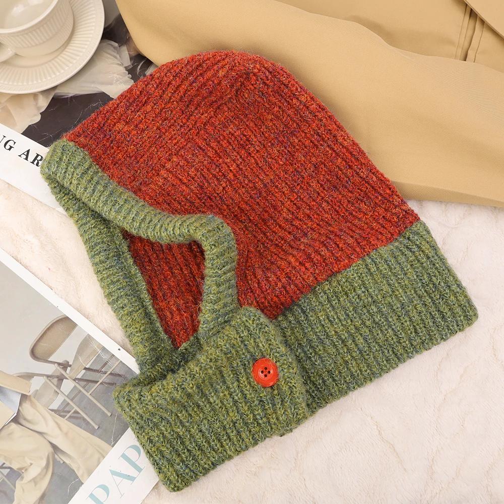 Autumn Headgear Earflaps Scarf Hat Balaclava Pilling Resistant Bomber Cap Windproof Ear Protection Bib Hat Women Lady